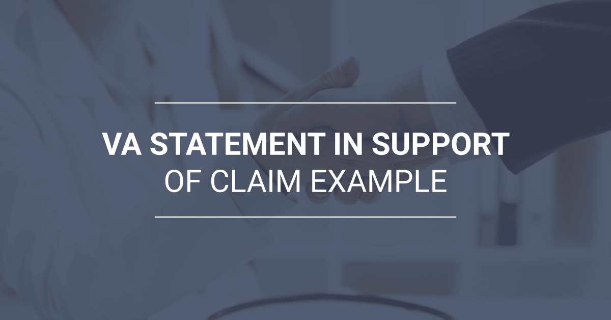 VA Statement In Support Of Claim Example Bross Frankel